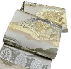 A 8袋帯 六通柄 金銀糸　唐織　花草柄 正絹