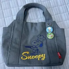 希少 美品 SNOOPY×ROOTOTE デニムハンドバッグ チャーム 缶バッジのサムネイル