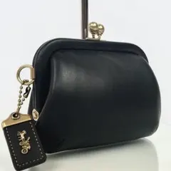 美品 COACH コーチ キスロック がま口 コインケース グラブタンレザー 黒