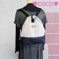 大島紬リメイク＊白大島紬亀甲×黒レザーの大人2wayバッグ