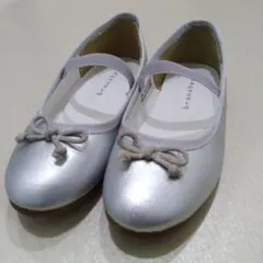 ブランシェス　バレエシューズ　シルバー　リボン　19cm