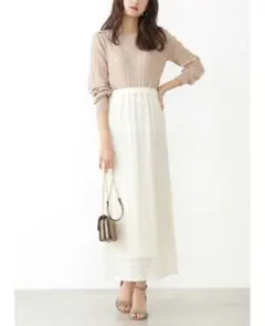 N. Natural Beauty Basic レースマキシスカート　ホワイト