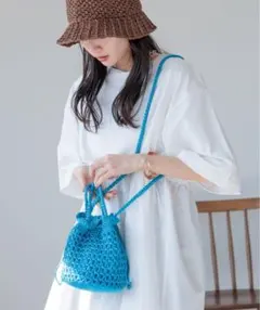 ローリーズファーム　水色　2WAYバッグ　メタリックアミキンチャクショルダー