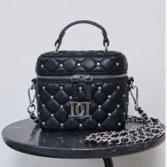 Darich キルティングビジュースクエアミニバッグ BLK