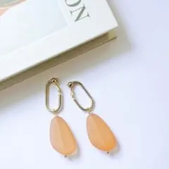 【No.64】マットキャラメルチャンキーフープイヤリング