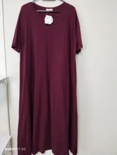 新品未使用 オーガニックコットン 半袖 5分袖ロングワンピース