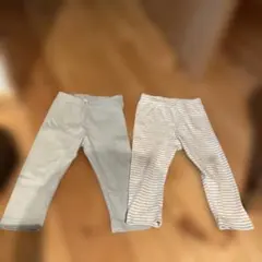 H&M ベビー レギンス 2点セット 74cm グレー ストライプ　6-9m