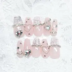 現品 ネイルチップ 量産型 スナ系 ワンホン バレエコア フレンチガーリー 韓国