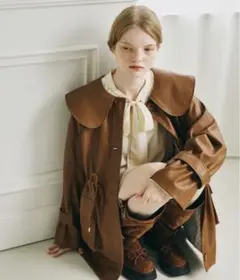 idem イデム　big collar vegan leather jacket