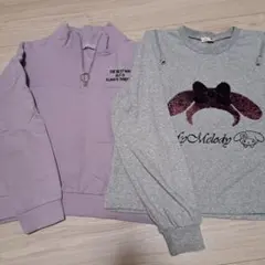 紫 パープル マイメロ スパンコール トレーナー 150☆