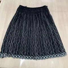 刺繍入り フレアスカート ブラックのサムネイル