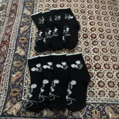 新品ミッキー ミニープリント 黒 ソックス 4足セット21~23.5センチ