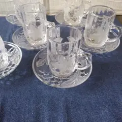 SOGAガラス カップ＆ソーサー 6個セット　ブドウ柄