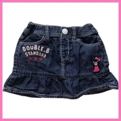 90サイズ　ミキハウスダブルビー　デニムスカート　フリル　ピンク