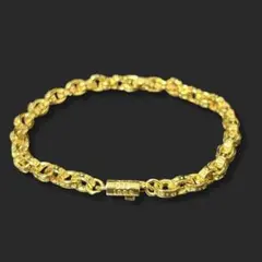 ☆24K ホワイトジルコニア ゴールドペーパーチェーンブレスレット 