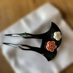 珊瑚梅の花のべっ甲かんざし/簪/和小物/髪飾り/着物