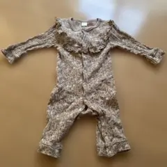 フリル付きロンパース 80 ベージュ系