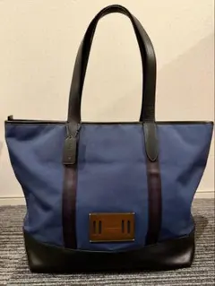 COACH ナイロン レザートートバッグ ブルー系