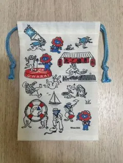 EXPO2025 万博　ミャクミャク　巾着　青色　漫才　OWARAI 鳥獣戯画