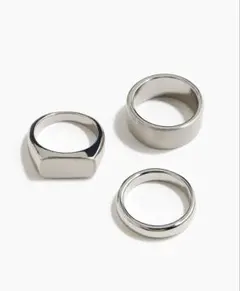 シンプルシルバーリング 3点セット Lサイズ