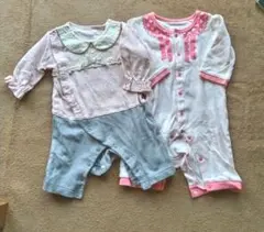 ベビー ロンパース カバーオール 2点セット ピンク 60cm