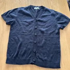 22 OCTOBRE 黒半袖カーディガン ダークグレー麻60綿40%