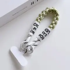 スマホストラップ ホワイトグリーン