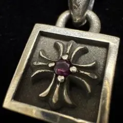 クロムハーツ　ルビー チャーム シルバーネックレストップ