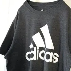 アディダス adidas ロゴ Tシャツ L グレー 灰色 古着