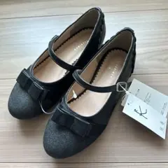 組曲リボン付きブラックフォーマルシューズ