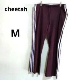 cheetah バーガンディ ストライプ カジュアルパンツ 【M】※訳あり