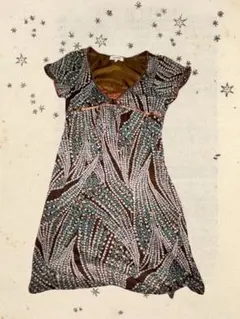 森ガール 平成 フリル袖ブラウンチュニック