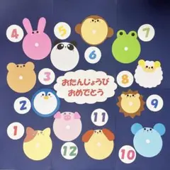 壁面飾り 保育 幼稚園 誕生日表 誕生表 ドーナツ 動物 12ヶ月 新学期