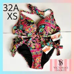 レア 新品 ヴィクトリアシークレット レディース 水着 32A/XS 黒花柄のサムネイル