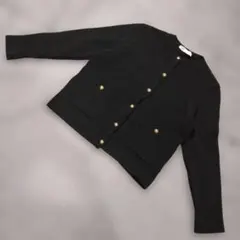 ★b2680 ZARA ザラ【M】ブラック ニットカーディガン 金ボタン