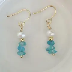 ブルーレースアゲート リーフカット✳︎天然石ピアス&イヤリング