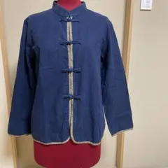 ネイビー チャイナカラーシャツ 長袖