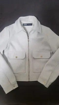 ZARA ソフトジップアップジャケット XS ベージュ〜ホワイト