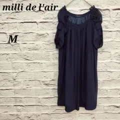milli de l'air【M】 半袖ドレスワンピース 結婚式 パーティー 紺