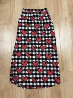 ジョイリッチJOYRICH ハート柄 チェック柄 フロントボタン フレアスカートのサムネイル