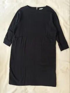 【studio CLIP】コットンリネン混 ワンピース ブラック フリーサイズ
