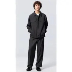 【タグ付き未使用】GU Wポケットシャツ&ツータックバギースラックス ストライプ