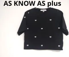AS KNOW AS plus リボン刺繍 半袖Tシャツ ブラックのサムネイル