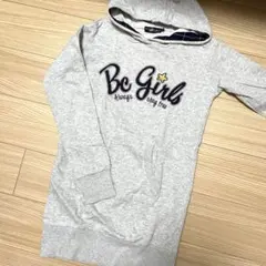 ブルークロス　フード付きロングトレーナー ライトグレー