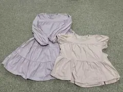 お値下げ‼️薄紫長袖ワンピースと薄ピンクトップス2枚セット✨