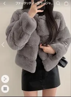 dholic ファータッチノーカラージャケット グレー Lサイズのサムネイル