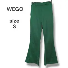 WEGO　フレアパンツ　カジュアル　S　グリーン　ウエストゴム　綺麗　古着