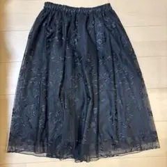 earth music&ecology ブラック フレアスカート レース