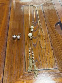 パールネックレス、ピアスセット
