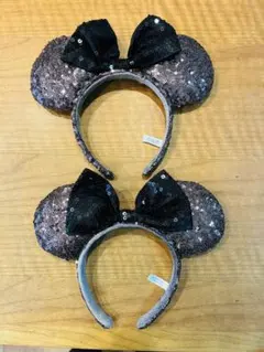 【2個セット】ミッキーマウス風スパンコールカチューシャ